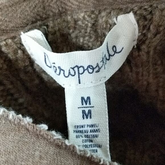 AEROPOSTALE Tan Hooded Cable Sweater Sweatshirt Medium - Picture 7 of 8